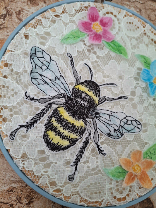 Limited Edition - Lace Bumblebee Hoop Art