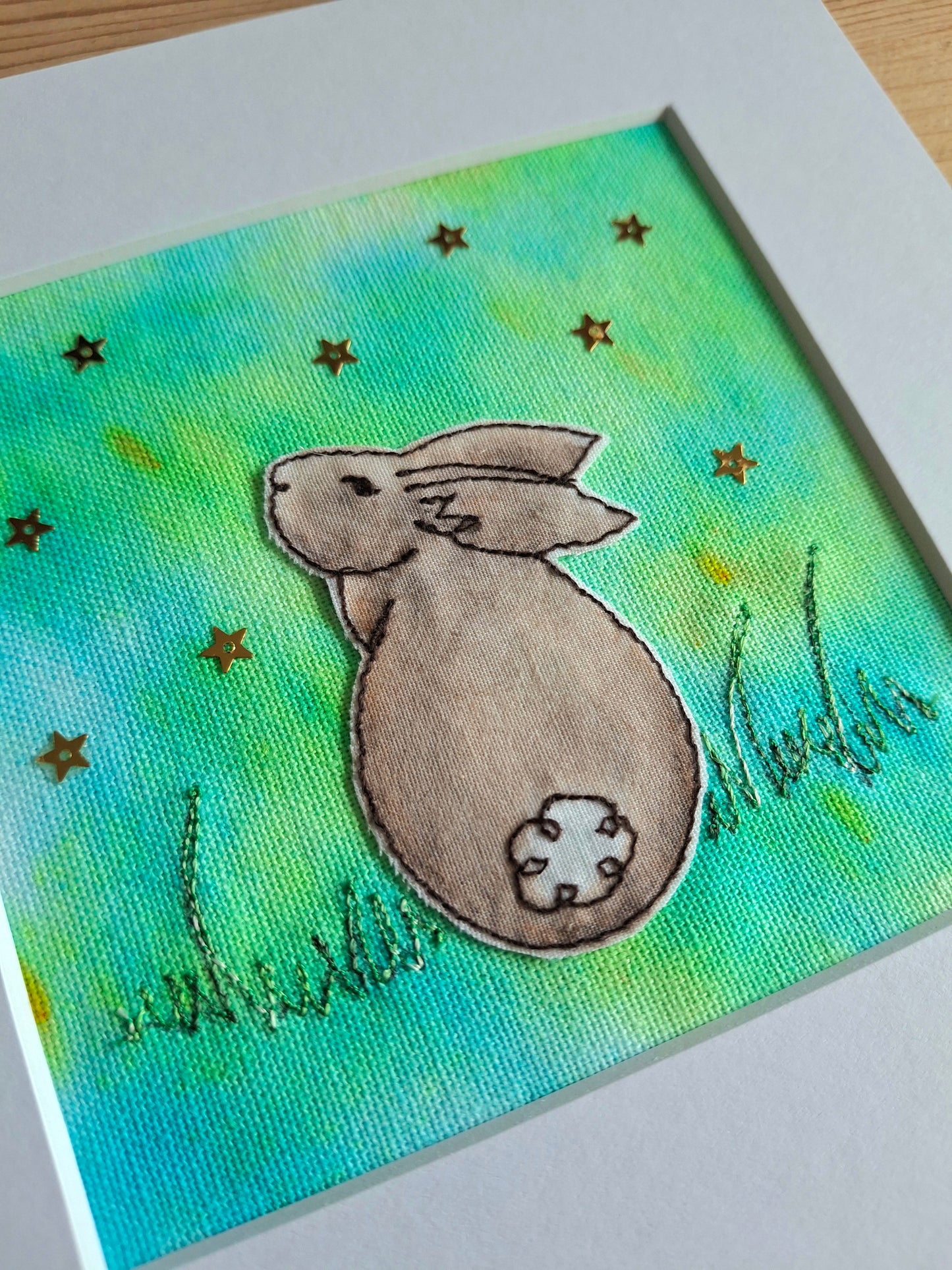 Original Textile Art - Serenity - 6 x 6 inches (Green)