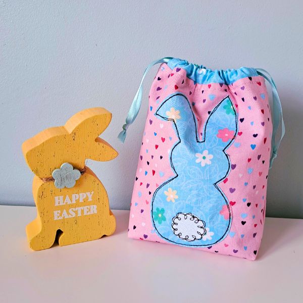 How To Make A Cute Spring/Easter Drawstring Bunny Bag ~ A Video Tutorial