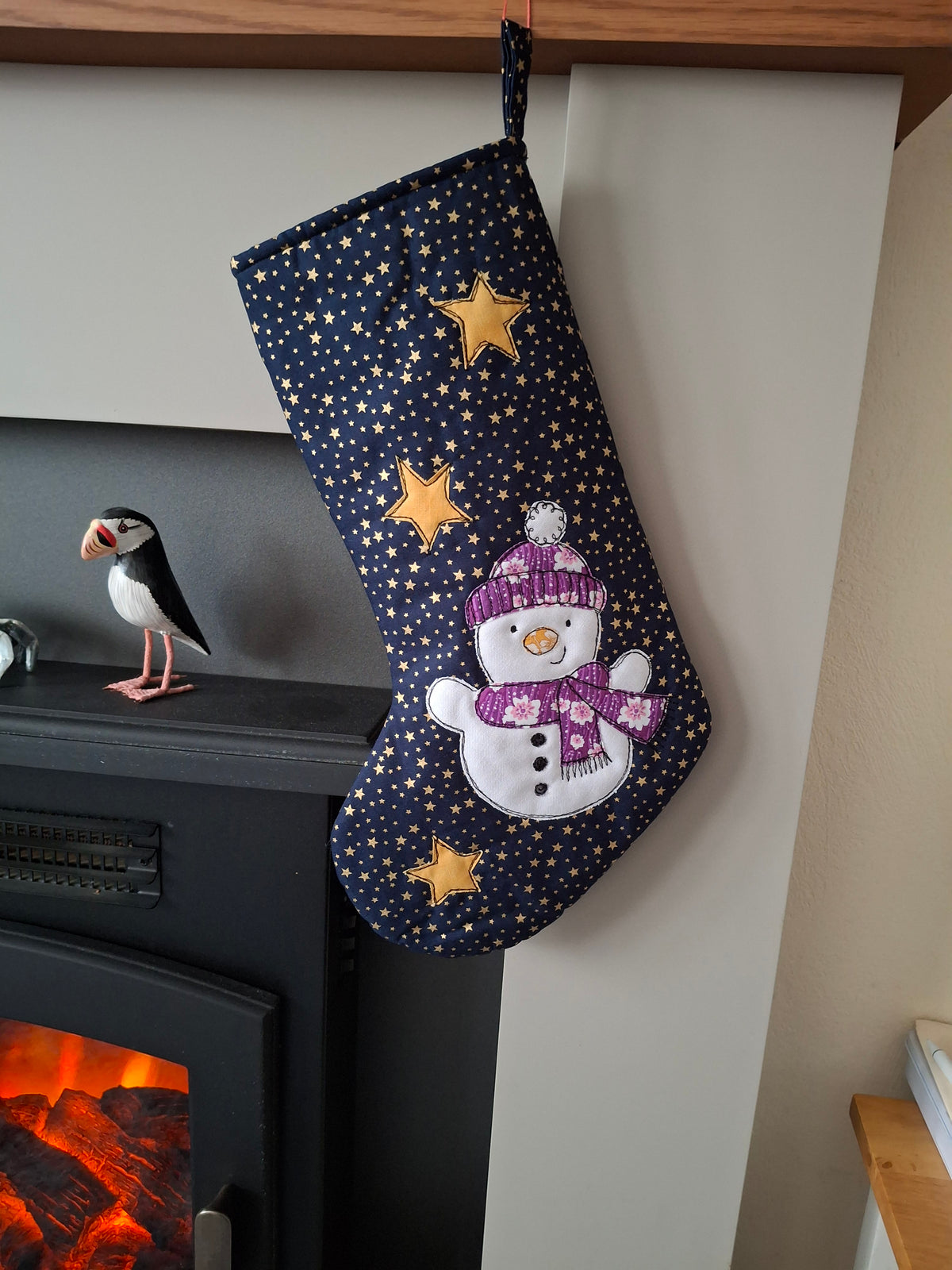 Christmas Stocking - Snowman - Navy