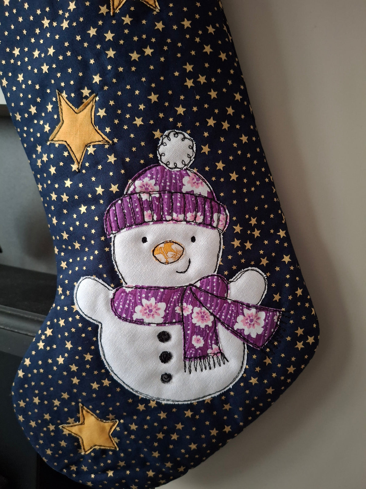 Christmas Stocking - Snowman - Navy