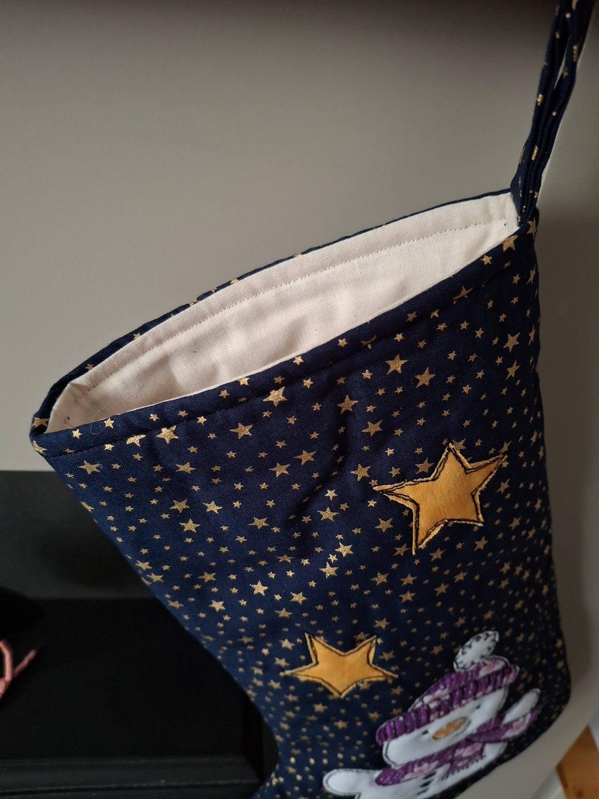 Christmas Stocking - Snowman - Navy
