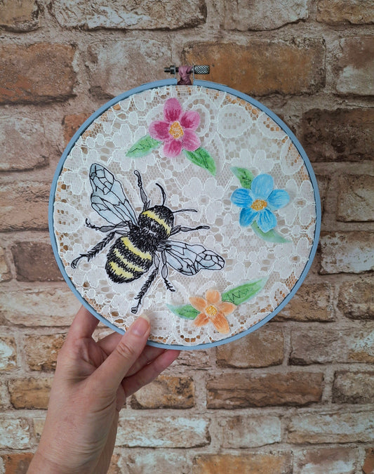 Limited Edition - Lace Bumblebee Hoop Art
