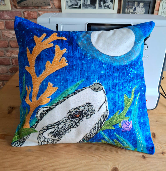 Bluebell Badger Velvet Cushion