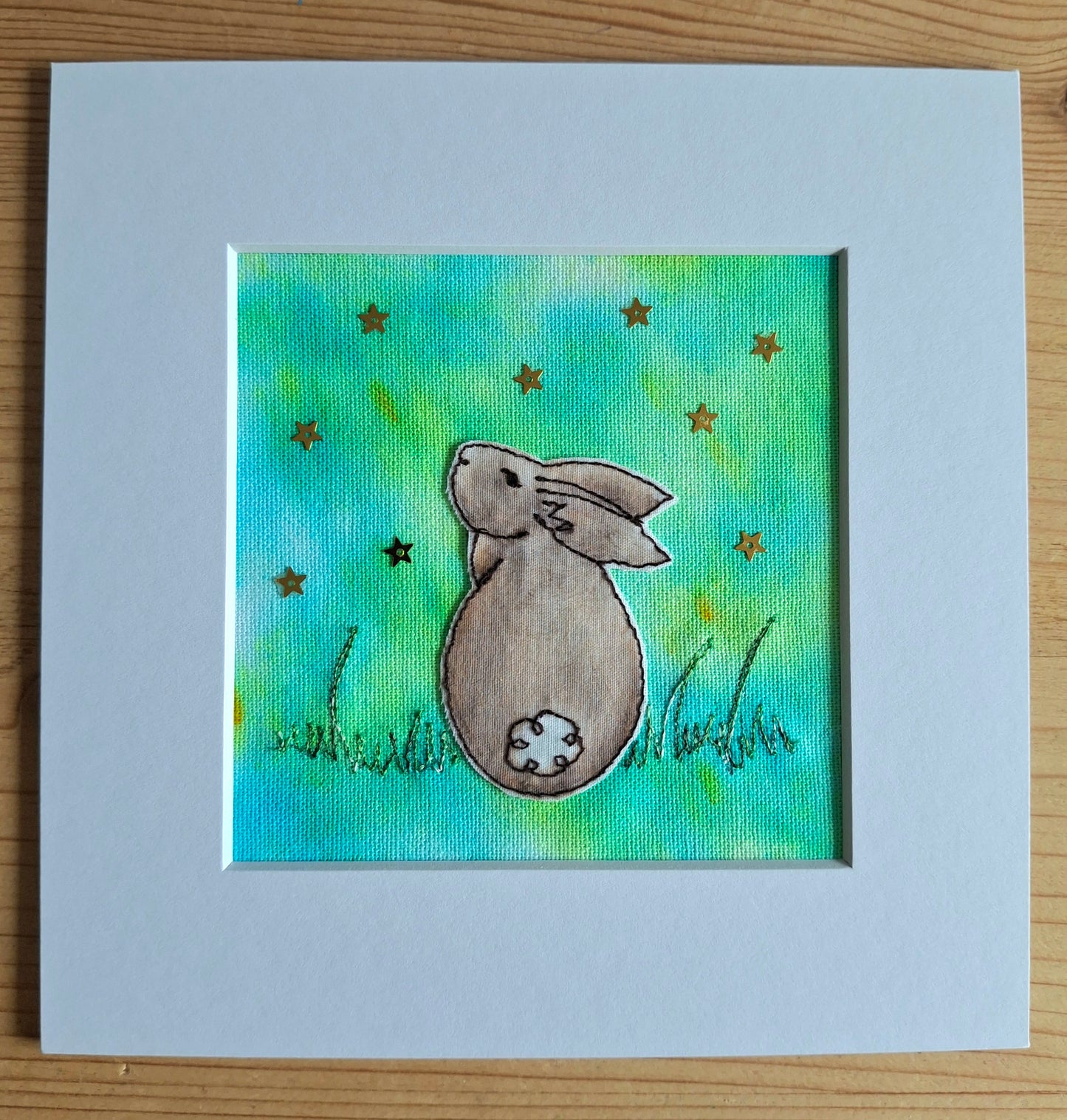 Original Textile Art - Serenity - 6 x 6 inches (Green)