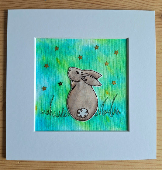 Original Textile Art - Serenity - 6 x 6 inches (Green)