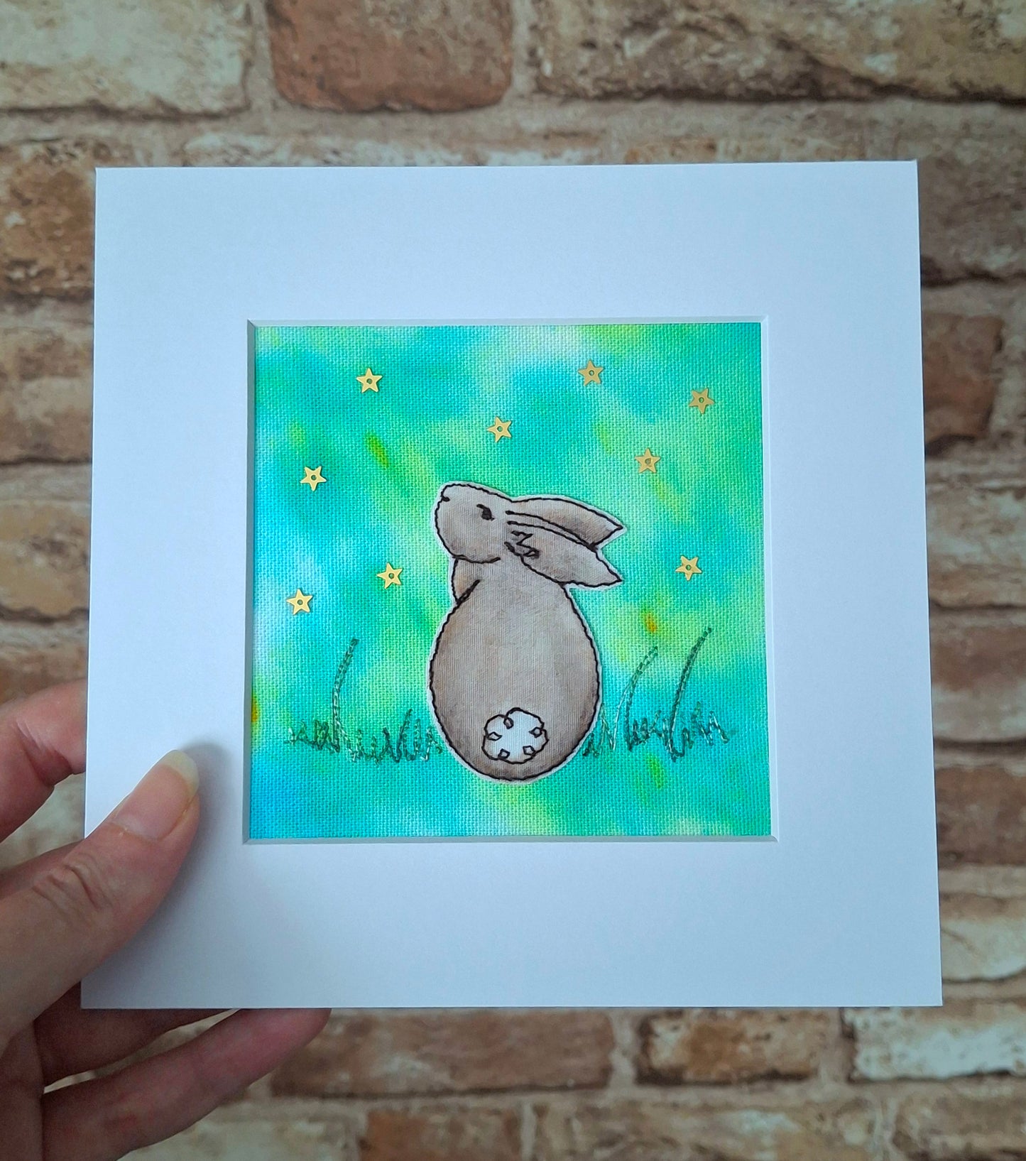 Original Textile Art - Serenity - 6 x 6 inches (Green)