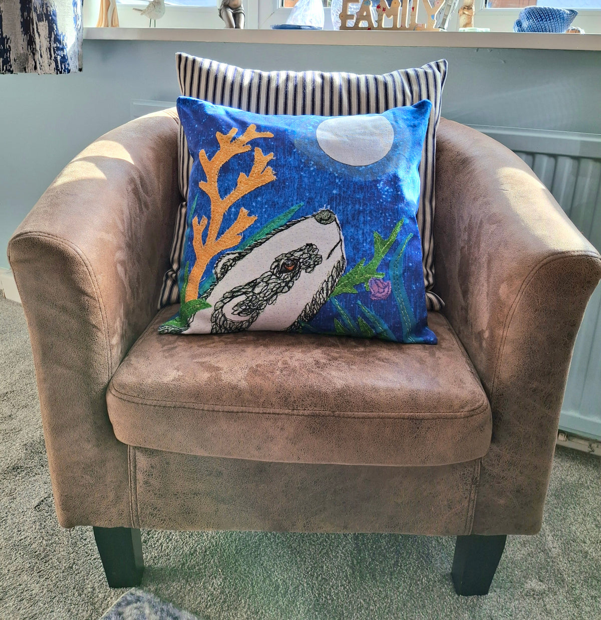 Bluebell the Badger Cushion - Midnight Hour Collection