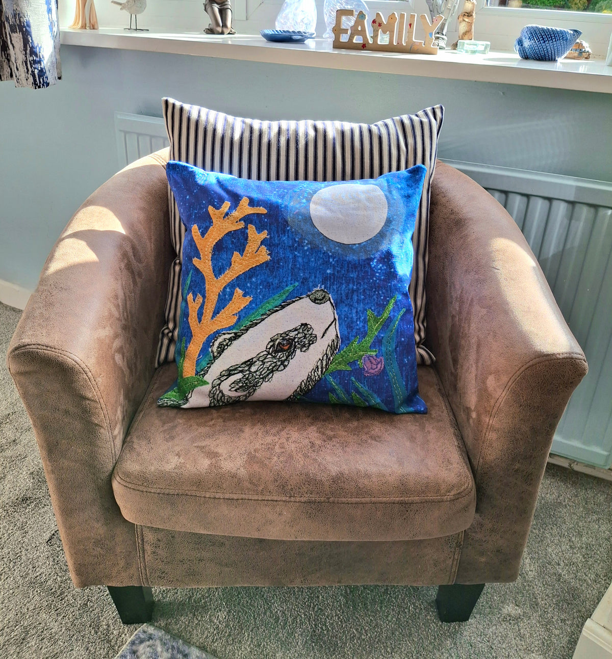 Bluebell the Badger Cushion - Midnight Hour Collection