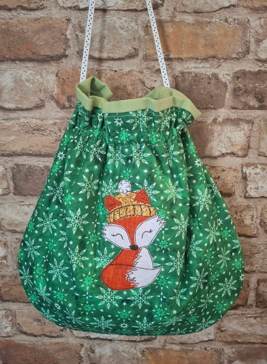 Christmas Drawstring Bag - Winter Fox